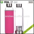 Wholesale top quality Borosilicate glass bottle drinking glasses glass cups with Neoprene fabrication wrap